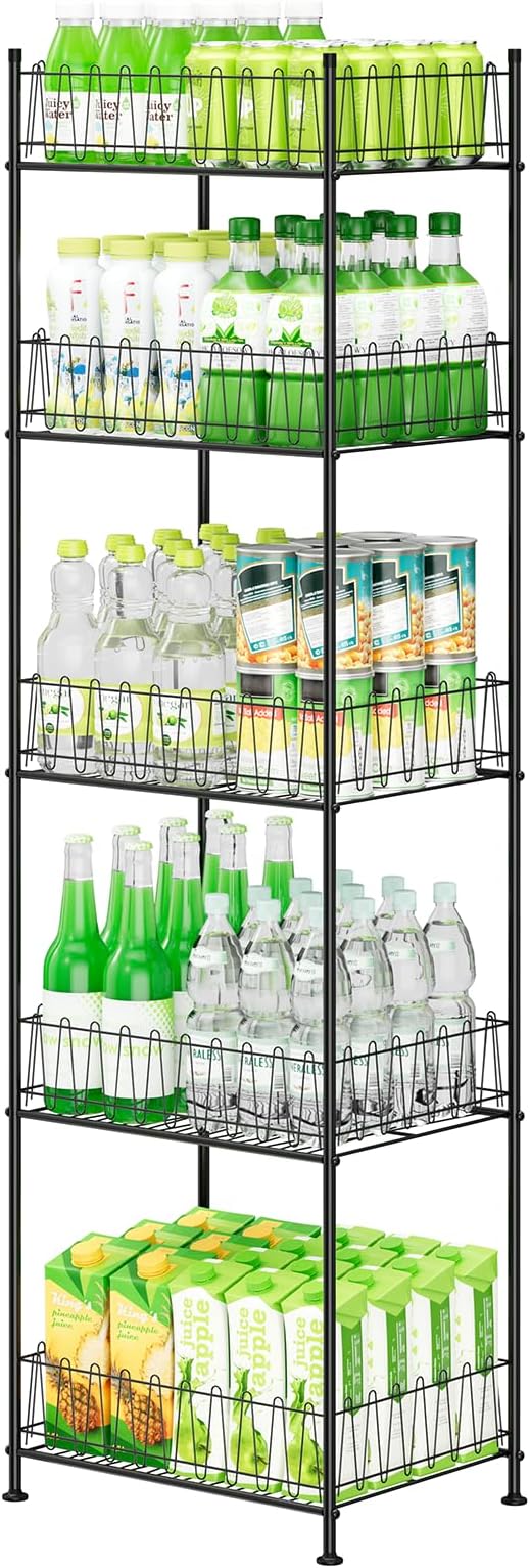 5 Tier Water Bottle Organizer Rack Metal Free Standing Water Storage Rack by smusei