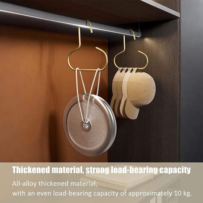 6 Pcs Hat Hanger Gold Hooks Organizer, Metal Shawl Belt Scarf Caps Tie Purse - Image 4