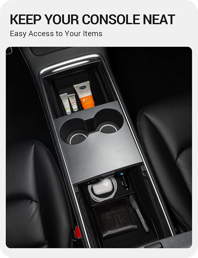 BASENOR 2026 Upgrade Tesla Model Y Model 3 Lower Center Console Organizer Tray - Image 4