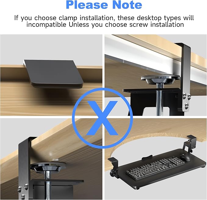 Keyboard Tray Under Desk Large C-Clamp 25.6” x 11.8” Slide-Out Platform - Image 7