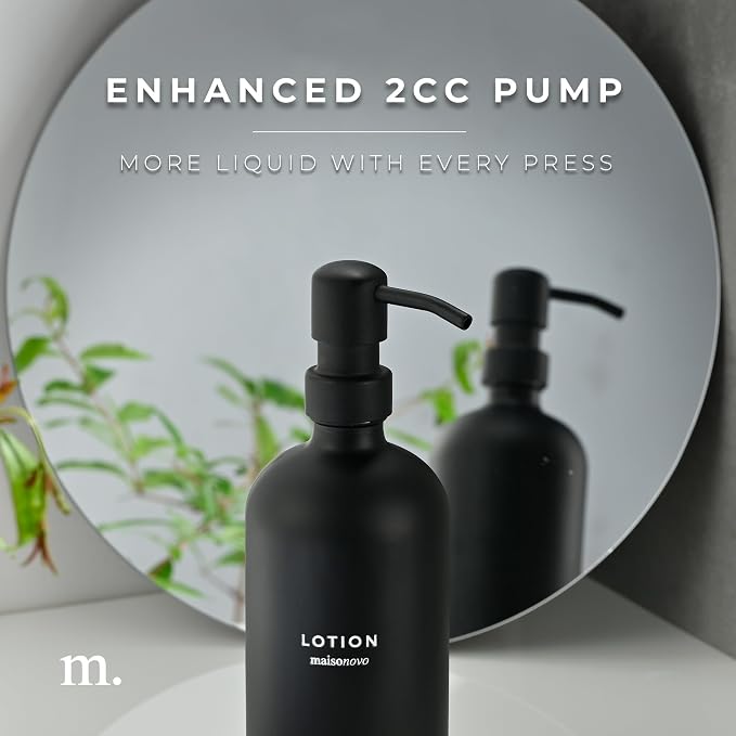 MaisoNovo Soap Dispenser 3-Piece Set | 16.9oz Black Bottles - Image 5