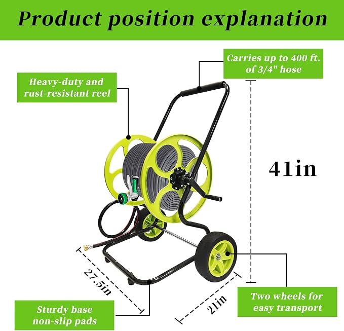Stainless Steel Garden Hose Reel Cart - Image 5