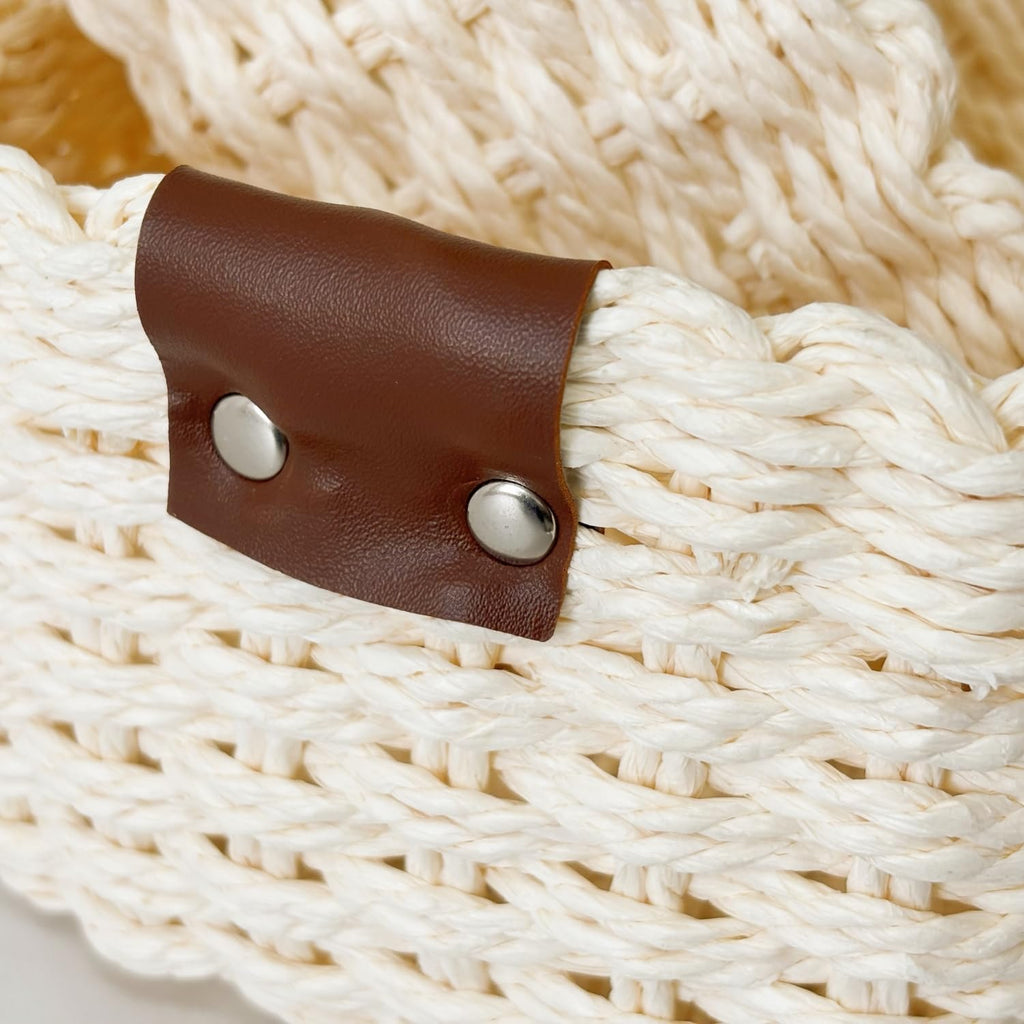 QINGTUHONE Woven Paper Rope Wicker Basket for Organizing