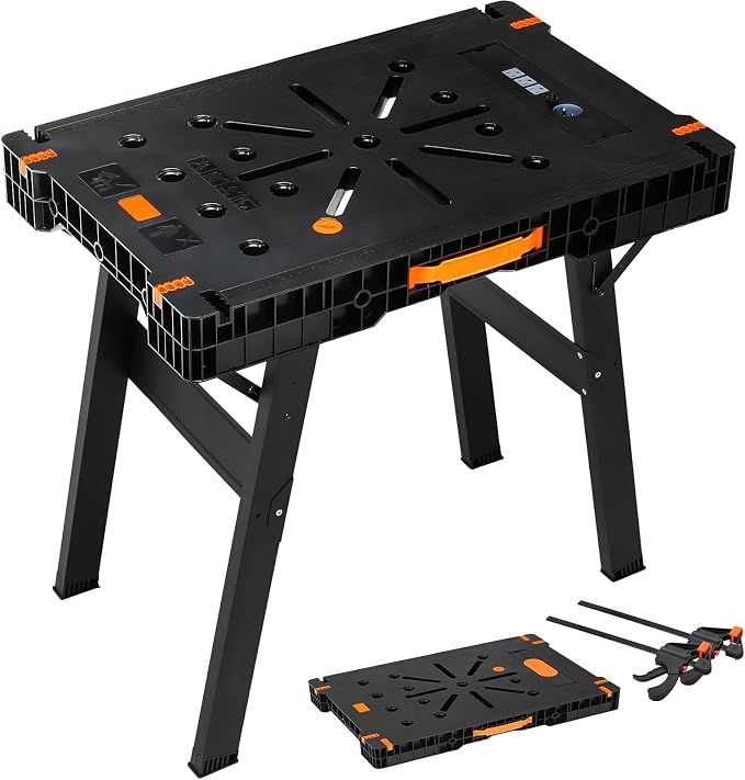 TLGREEN Folding Work Table, Express Portable Workbench, 2 Clamp, Power Strip by ToolsinhandTodayinlife