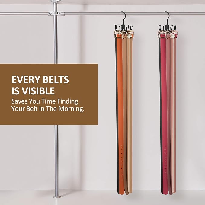 ZEDODIER Belt Hanger, 2 Pack Belt Rack Closet Accessories Organizer, Maximum 24 - Image 4