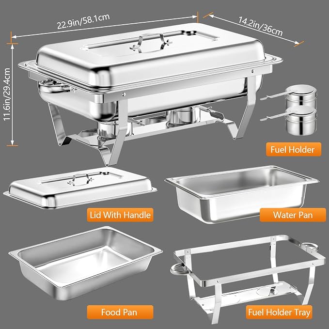 Chafing Dish Buffet Set, 8QT Stainless Steel Chafing Dishes - Image 3