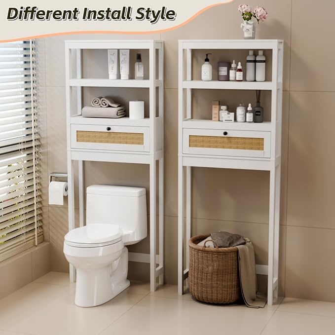Over The Toilet Storage Cabinet, Behind Toilet Bathroom Organizer - Image 4