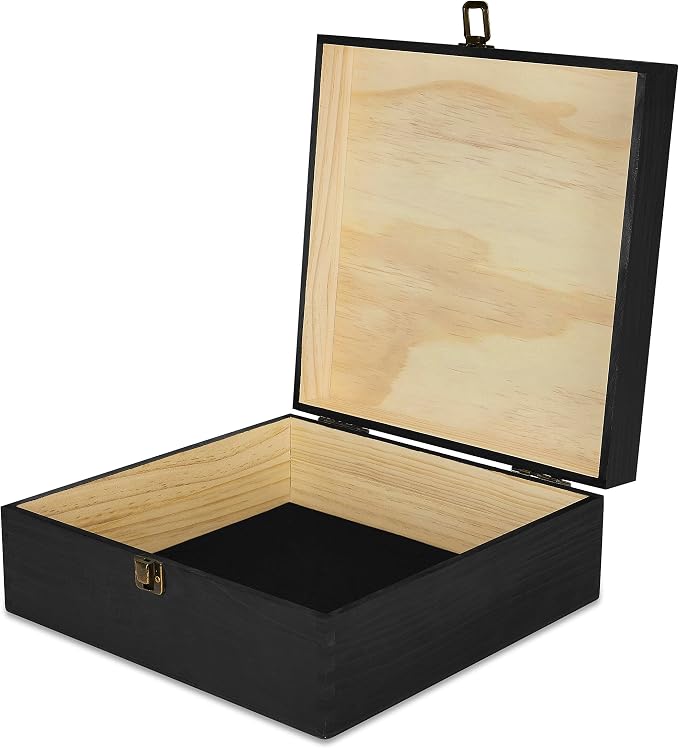 makerflo Large Black Pine Wood Memory Box - Image 4