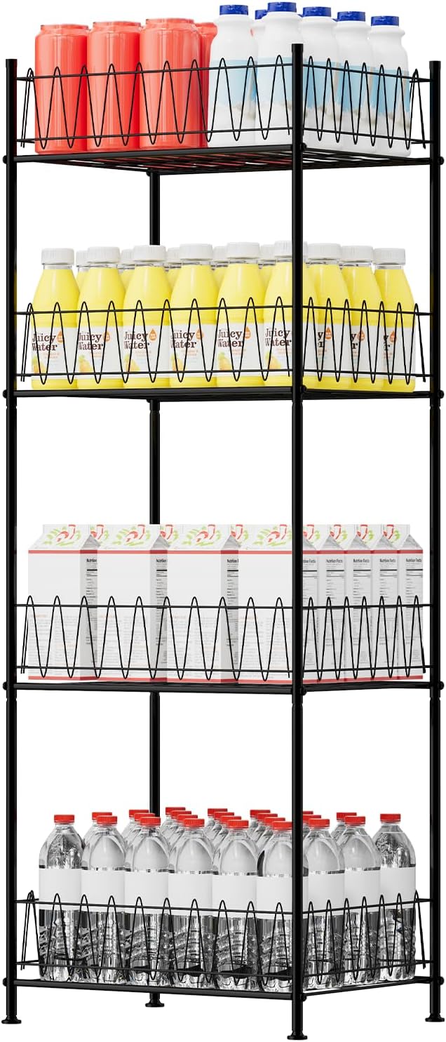 smusei Water Bottle Organizer Rack 4 Tier Free Standing Bottled Water Storage by smusei
