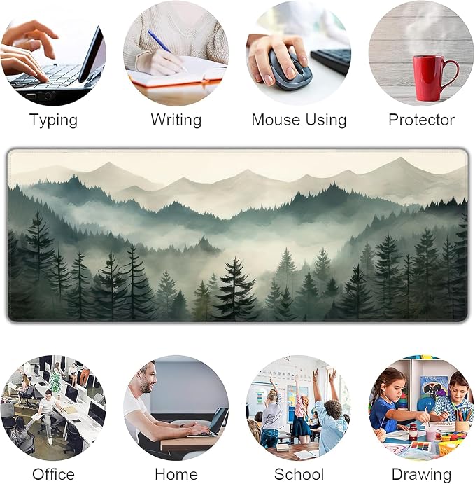 Misty Forest Large Mouse Pad, Gaming Keyboard Desk Pad, Extended Mouse Mat - Image 7