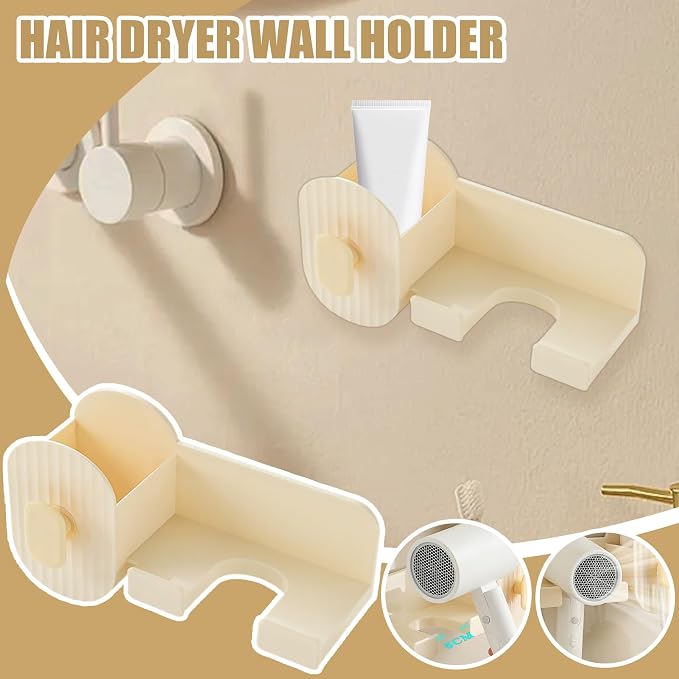 Wall Mount Hair Dryer Holder | No-Drill Storage Stand, Hair Tool Organizer - Image 2