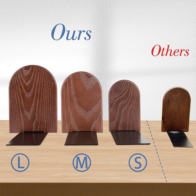 Book Ends, Sturdy Wooden Bookends - Image 6