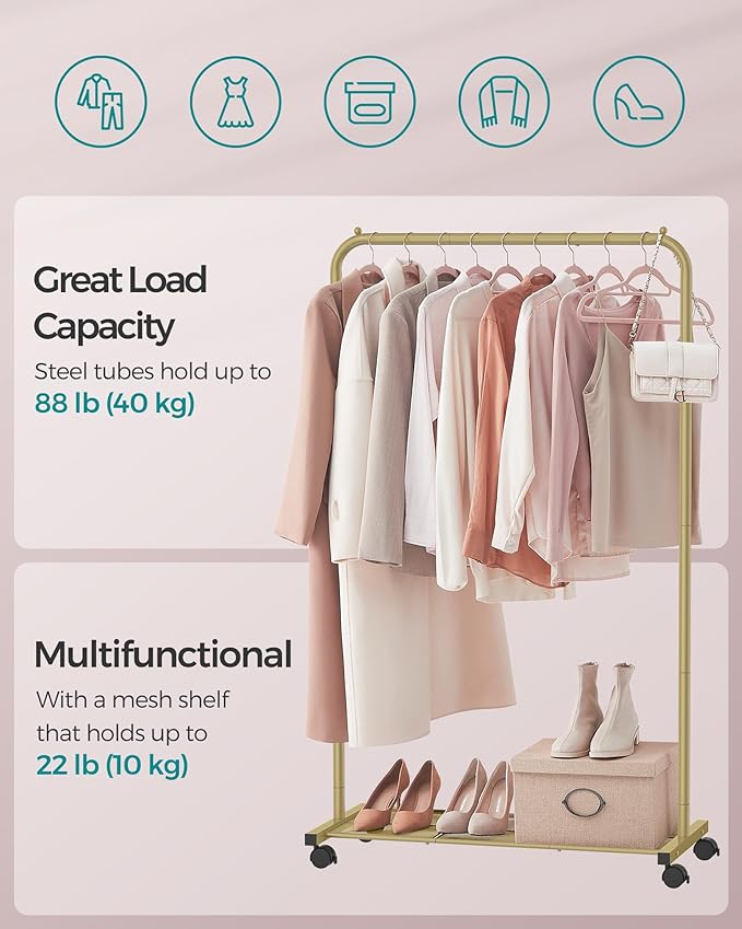SONGMICS Clothes Rack with Wheels, Clothing Rack - Image 4