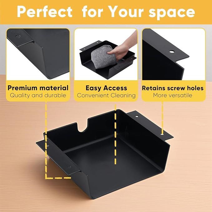 2 Pack Under Desk Hanging Shelf Drawer Organizer, Attachable Plastic Hidden - Image 4