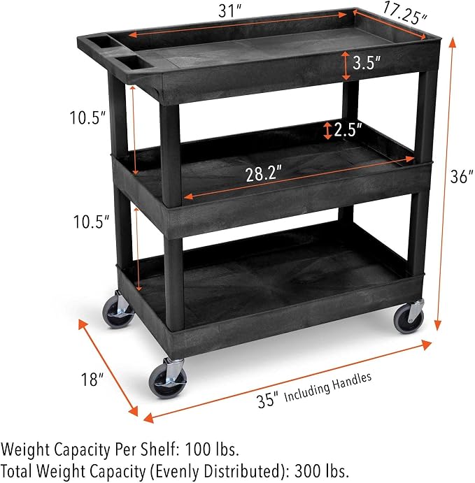 Tubstr 3-Tier Rolling Utility Cart - Image 6