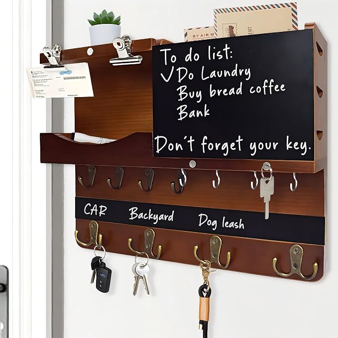 Key Holder for Wall Mount, Farmhouse Mail and Key Holder for Wall Hanger by HEKOOLA