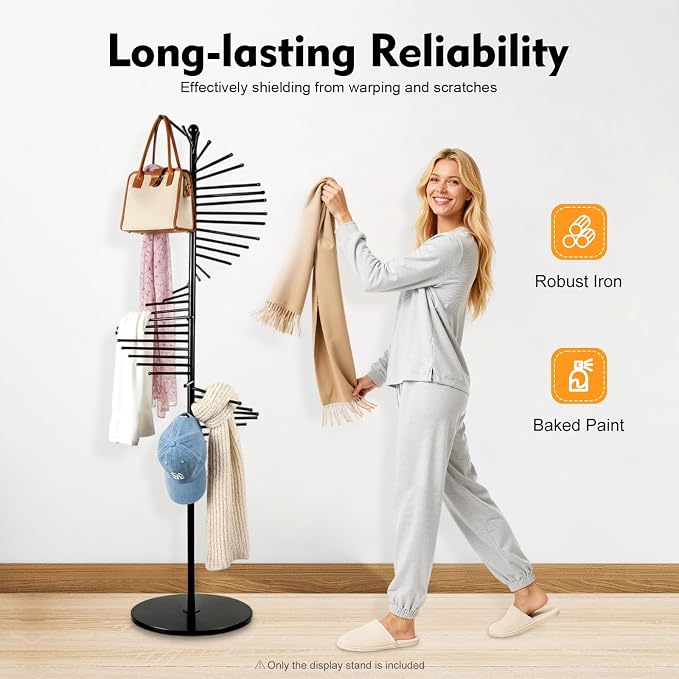 Freestanding Scarf Display Rack, Metal Spiral Scarf Holder - Image 3