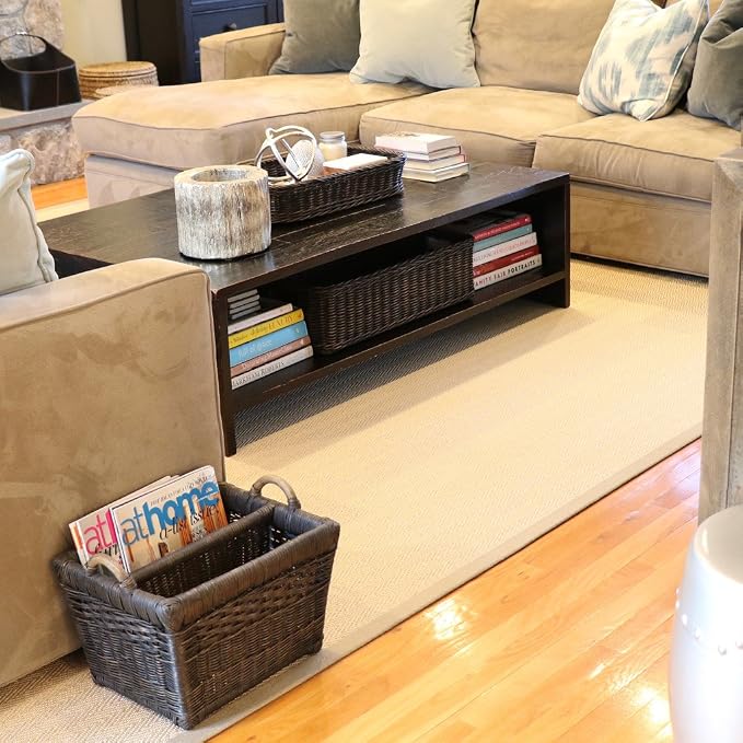 The Basket Lady Rectangular Wicker Divided Magazine Basket, 15.5 in L x 12 in W - Image 2