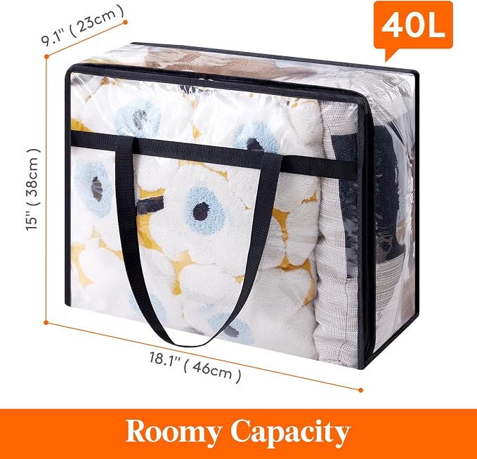 Lifewit 8 Pack Clear Clothes Storage Bags, 40L Plastic Blanket Storage Bag - Image 4