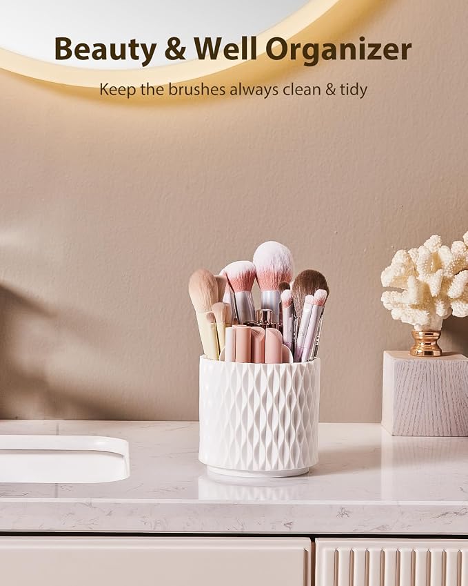 Rotating Makeup Brush Holder, 5 Slot Cosmetics Make up Brush Organizer Storage - Image 3