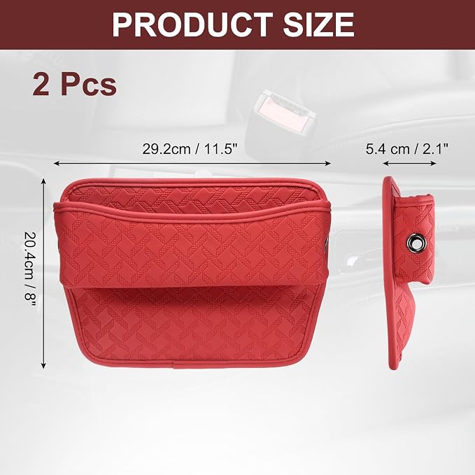 HARFINGTON 2pcs Car Seat Gap Filler Organizer 11.5 x 8 x 2.1 Inch Leather - Image 2