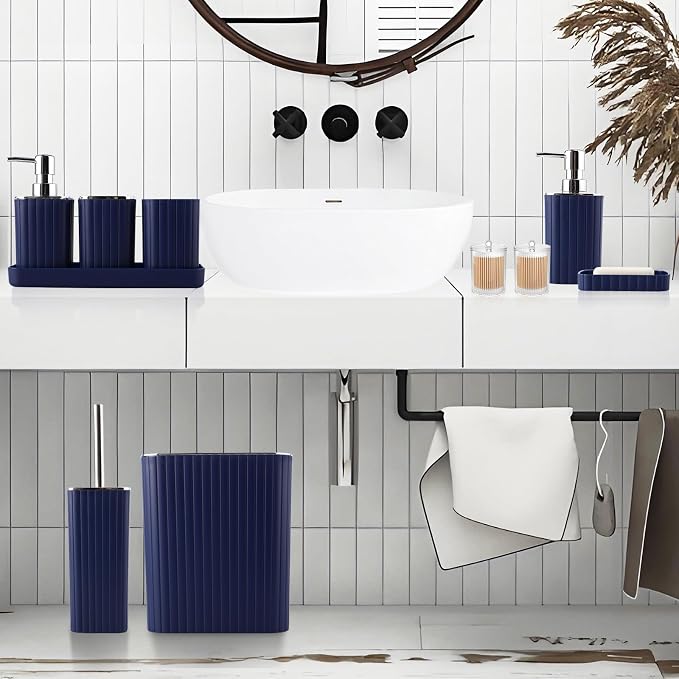 Navy Blue Bathroom Accessories Set - Image 2