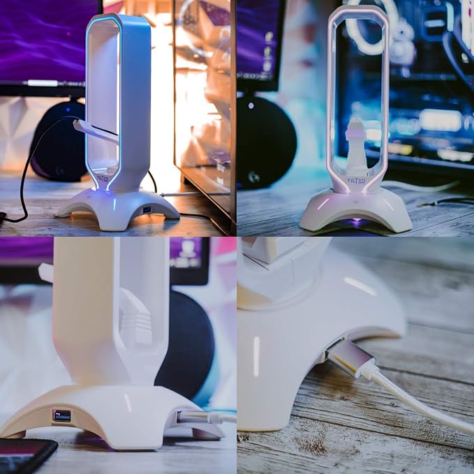 Tilted Nation Gaming Headphone Stand | RGB Headset Stand White | Headset Holder - Image 7