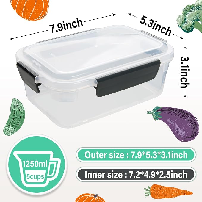 YORY 5 cup Plastic Food Storage Containers - Image 6