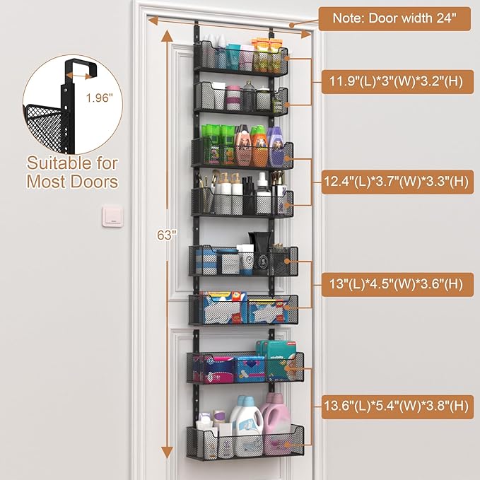Over The Door Organizer, 8-tier Metal Door Organizer Hanging - Image 3