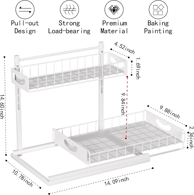 Under Sink Organizer with Pull-Out Drawers, Kitchen Sink Organizer, 2 Tier - Image 2