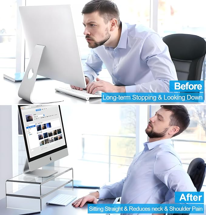 Acrylic Monitor Stand, 2 Tiers Computer Monitor Riser, Computer Stand/Monitor - Image 5