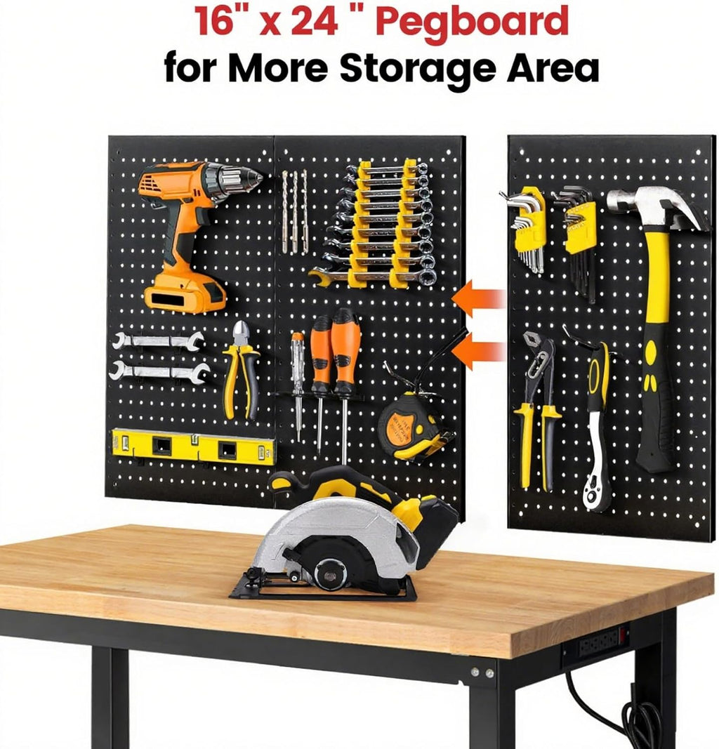 48" Heavy Duty Workbench for Garage, Adjustable Height Work Table with