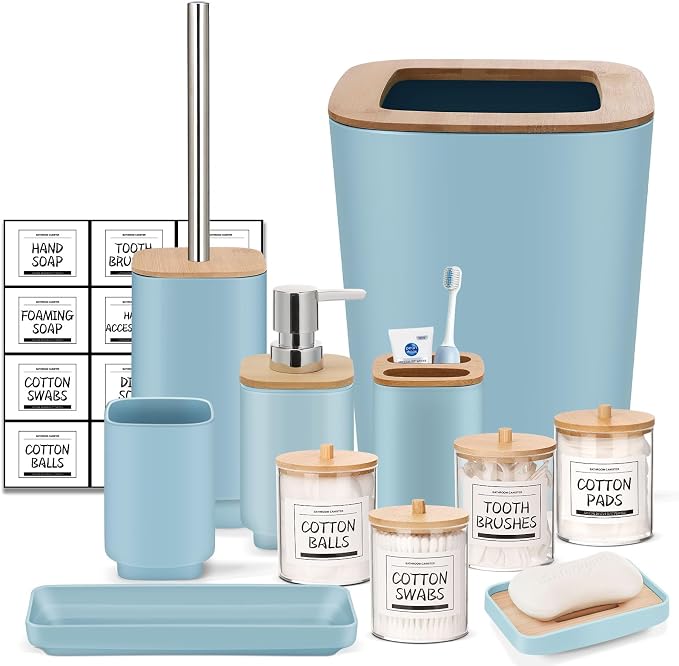 IMAVO Bathroom Accessories Set, 11 Pieces Bathroom Accessory Set, Trash Can by IMAVO