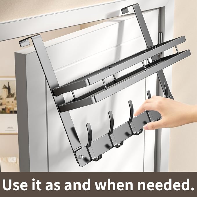 Over The Door Hooks Organizer, Coat Rack Over The Door Storage Hanger Towel Rack - Image 7