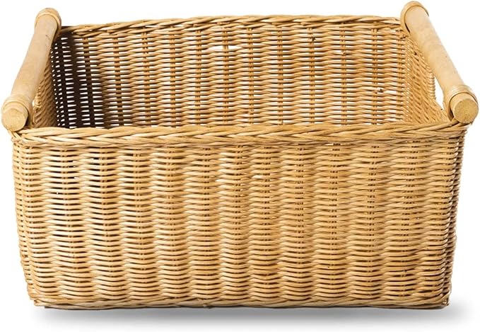 The Basket Lady Pole Handle Wicker Storage Basket, Extra Large, 20 in L x 16 in - Image 3