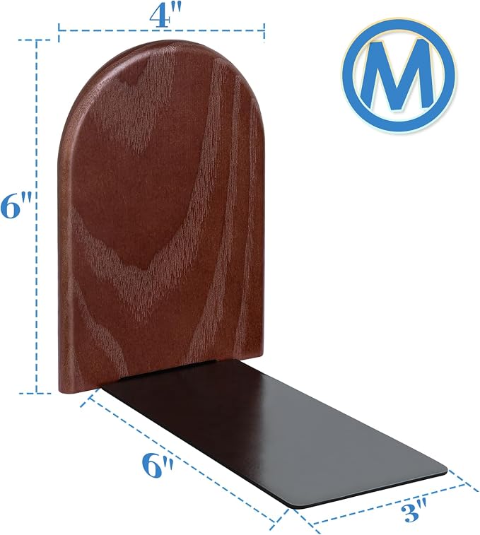 Book Ends, Sturdy Wooden Bookends - Image 5
