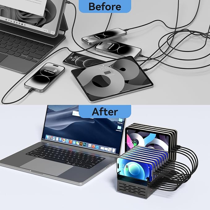 300W Charging Station for Multiple Devices, ALI SEA 24 Port USB C Fast Charging - Image 6