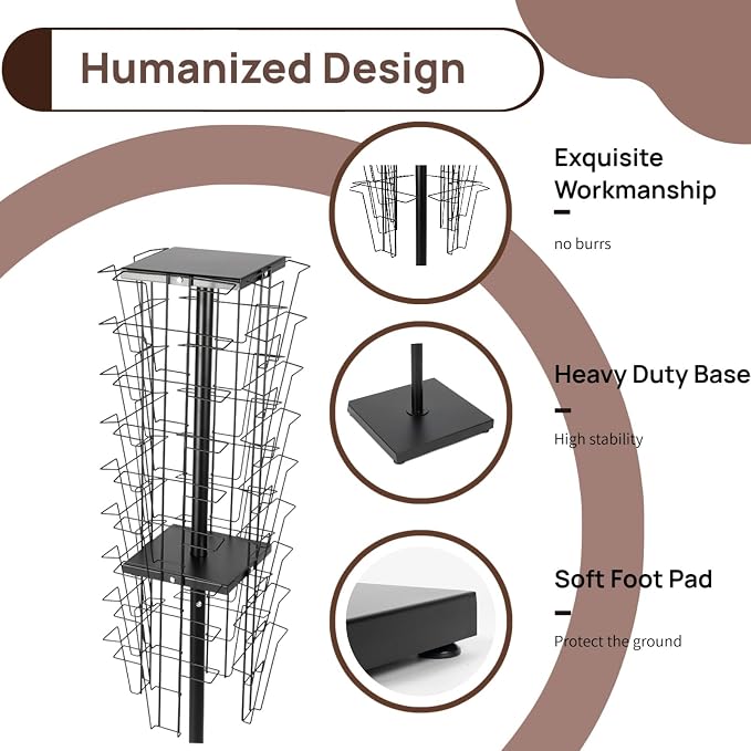 360°Rotating Magazine Rack Floor, Brochure Display Stand Magazine Displa Holder - Image 2