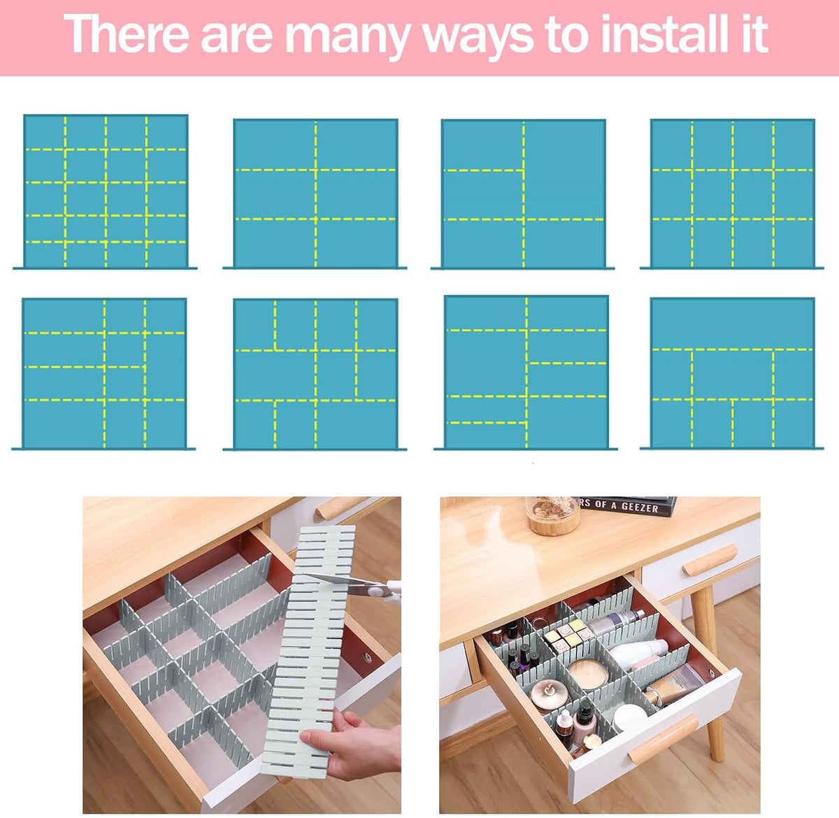 acDesign 40Pcs Drawer Dividers, Adjustable Drawer Organizer for Socks
