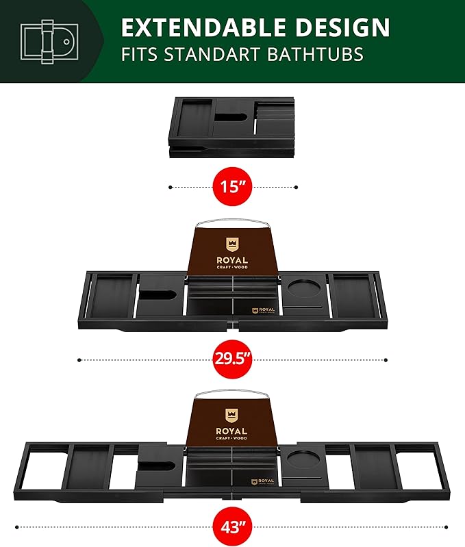 ROYAL CRAFT WOOD Premium Foldable Bathtub Tray - Image 3
