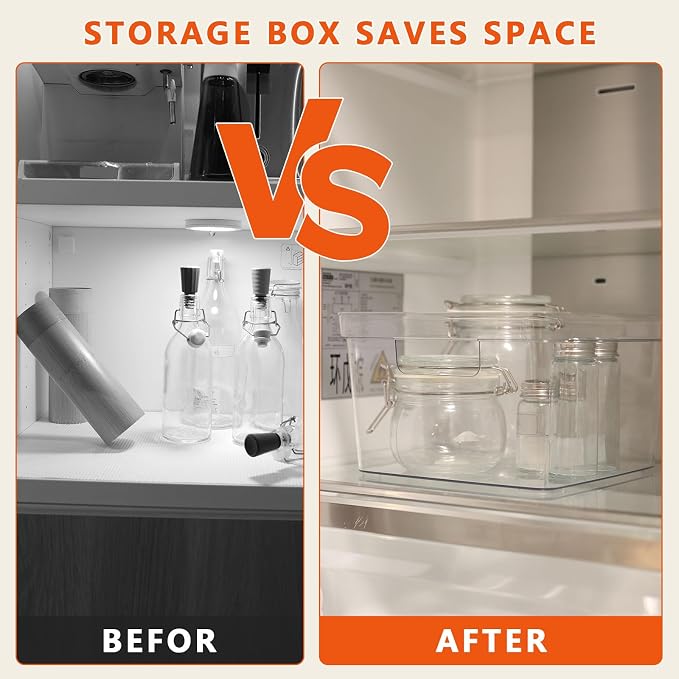 MOONEDGE 4-Pack Clear Plastic Storage Bins — Open-Top PET Organizers, Shelf and - Image 4