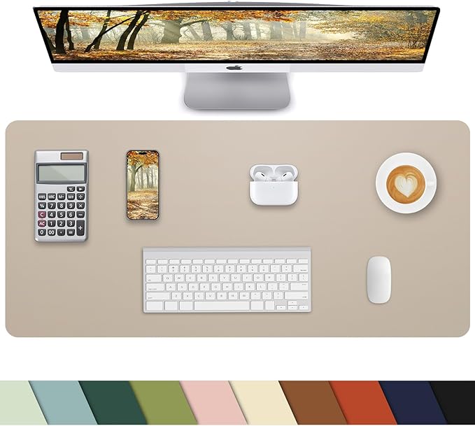 Small Desk Mat, Leather Desk Pad Protector, Desk Mouse pad, Office Desk mat by cebowa