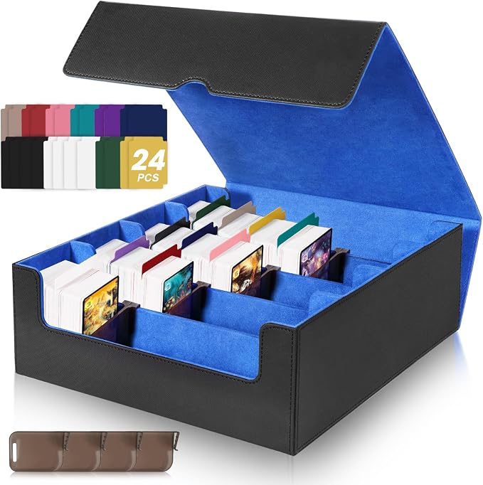 Card Organizer Box, 3000+Trading Card Storage Box, PU Leather Card Organizer Box by MZTXY