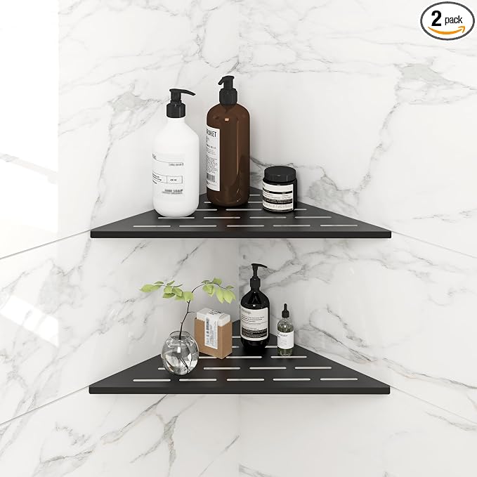 FerdY 2-Pack 10" Matte Black Recessed Corner Shower Shelf, by FerdY