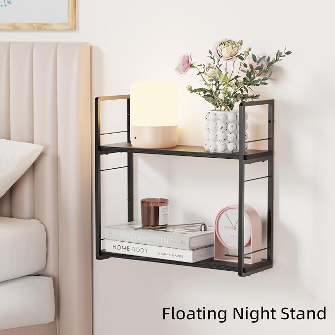 Floating Book Shelves for Wall, 2-Layer Wall Bookshelf for Book Storage - Image 6