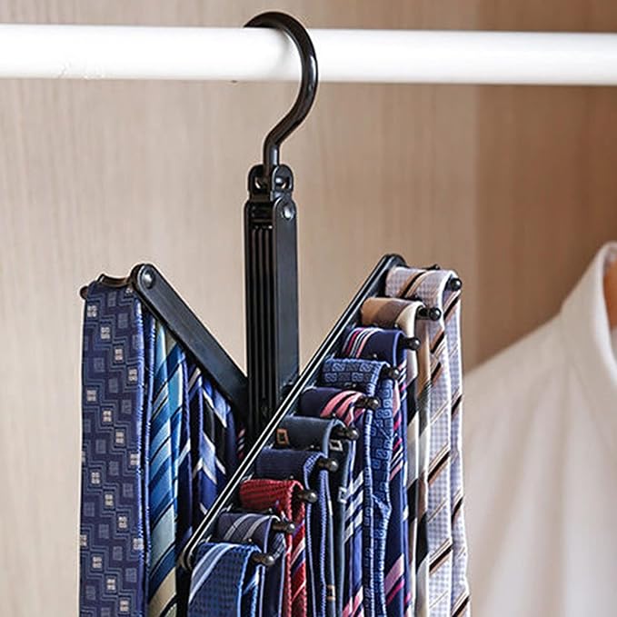 TOPINCN Adjustable Cross X Tie Rack Belt Scarves Hook Hanger Holder Organizer - Image 5