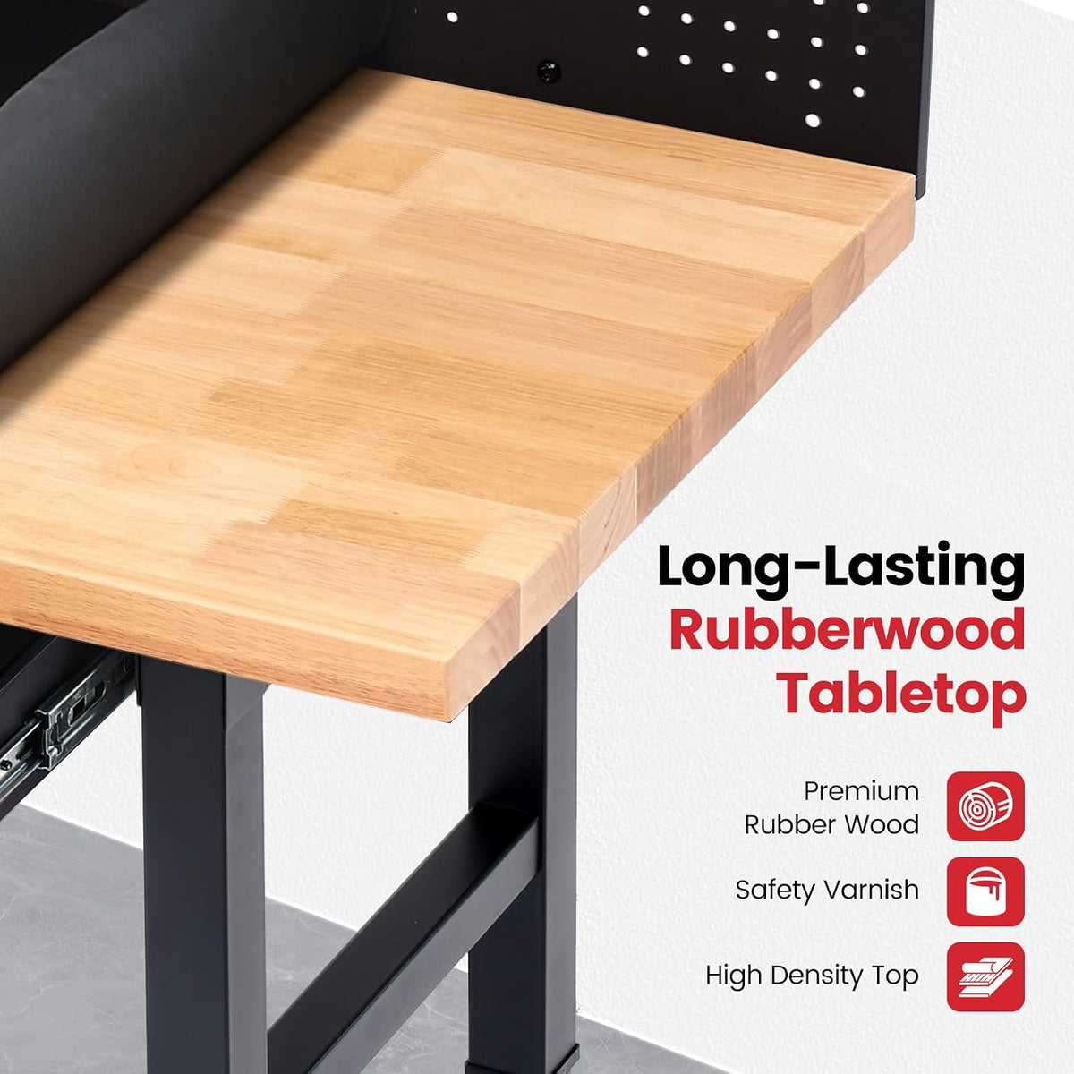 48" Heavy Duty Rolling Workbench with Drawers & Pegboard