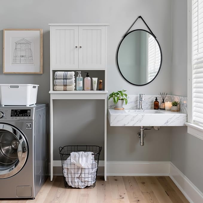 Over The Toilet Storage Cabinet, Behind Toilet Bathroom Organizer - Image 3