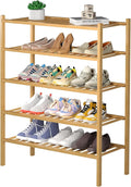 5 Tier Bamboo Shoe Rack for Closet Free Standing Wood Shoe Shelf for Entryway by ROMGUAR+CRAFT