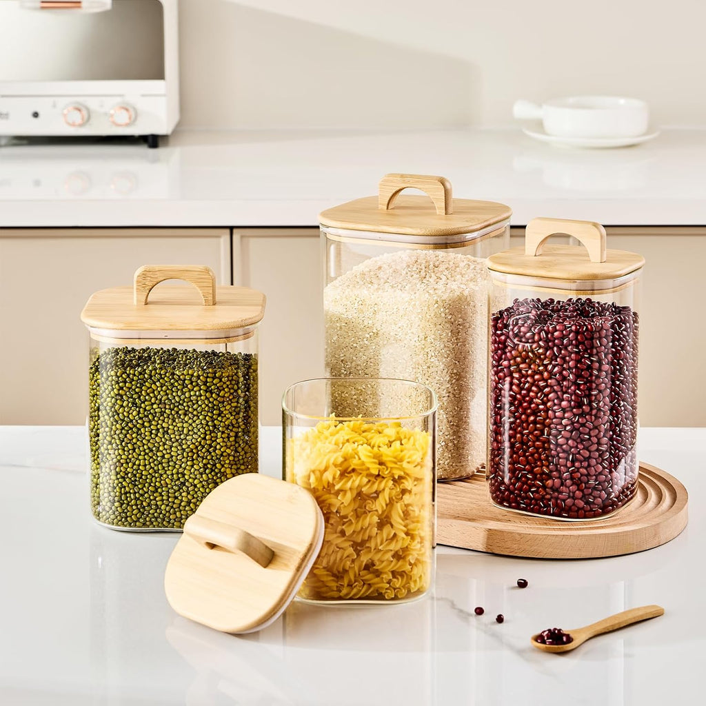 Sweejar 3 qt Glass Jars for Laundry Room Organization, 96 oz Laundry
